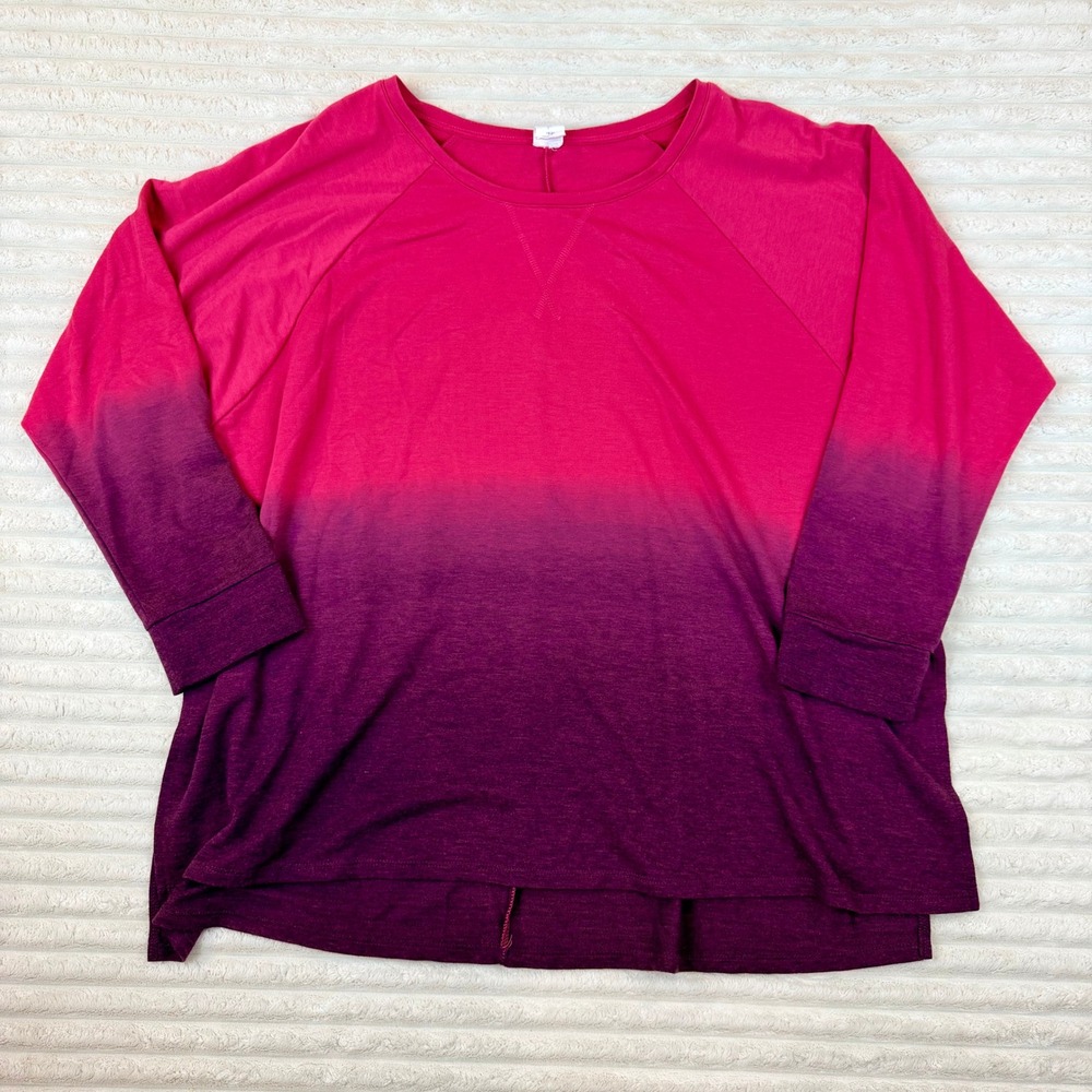 Lane Bryant Livi Active Womens Pink Purple Ombre Long Sleeve Top Size 18/20 Plus